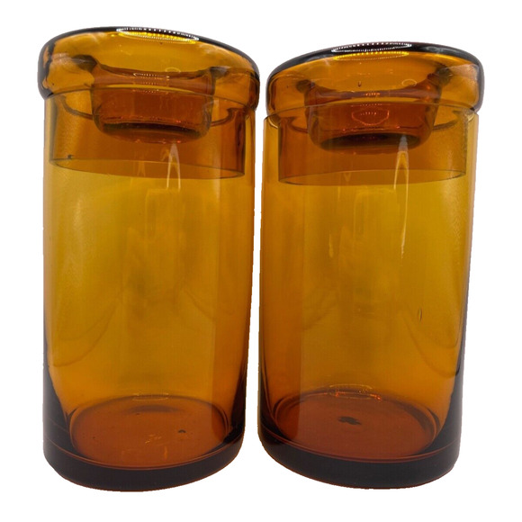 Home America Amber Glass With Lid, Retro Style Set of 2 - Picture 2 of 11